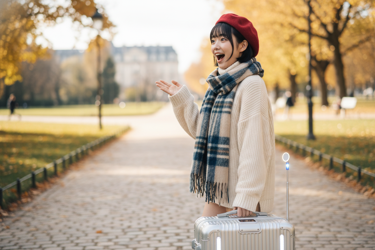 AI-enhanced luggage with global satellite tracking - lifestyle photo